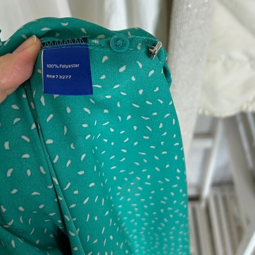 Apt. 9 Women's Size M Teal Button Up Roll Tab Sleeve Lightweight Blouse #0349 - Picture 9 of 14